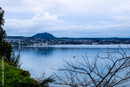 The town of Lake Taupo from the lake, New Zealand photo