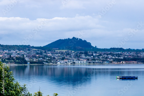 The town of Lake Taupo from the lake, New Zealand © David