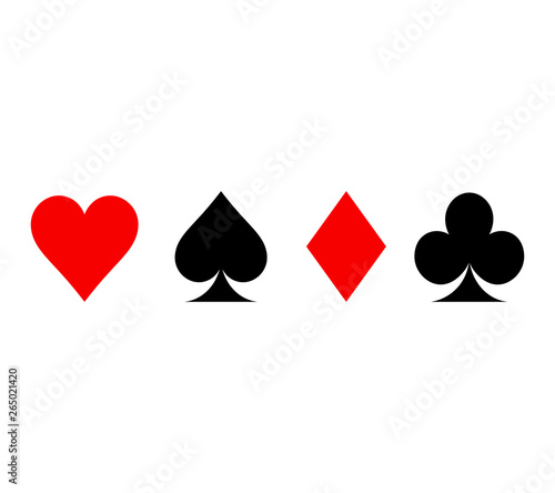 Set of playing card suits isolated on white background. poker suits card