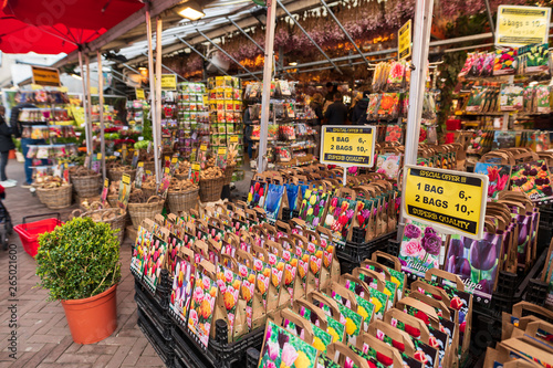 colorful flower market stall in amsterdam