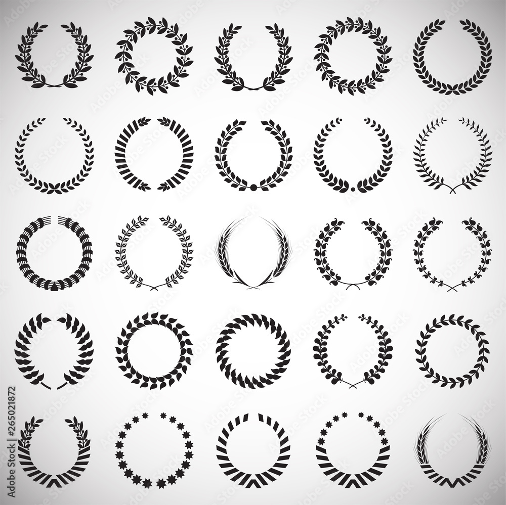 Wreath icons set on white background for graphic and web design. Simple vector sign. Internet concept symbol for website button or mobile app.