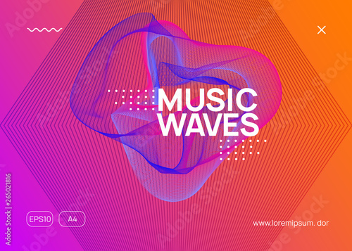 Music fest neon flyer. Electro dance. Electronic trance sound. Techno dj party. Club event poster.