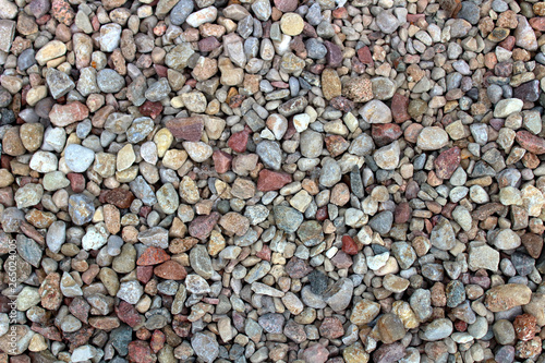 Pebbles of gravel in different colors texture