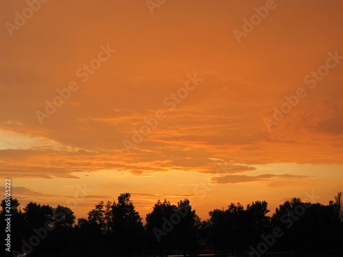 Colorful sunset with rich colors on the sky