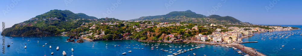 Ischia town view from Arafgonese castle. Italy