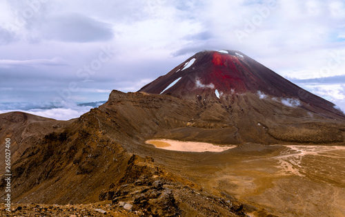 A cloudy day on Mount Ngauruhoe or Mount Doom in New Zealand 