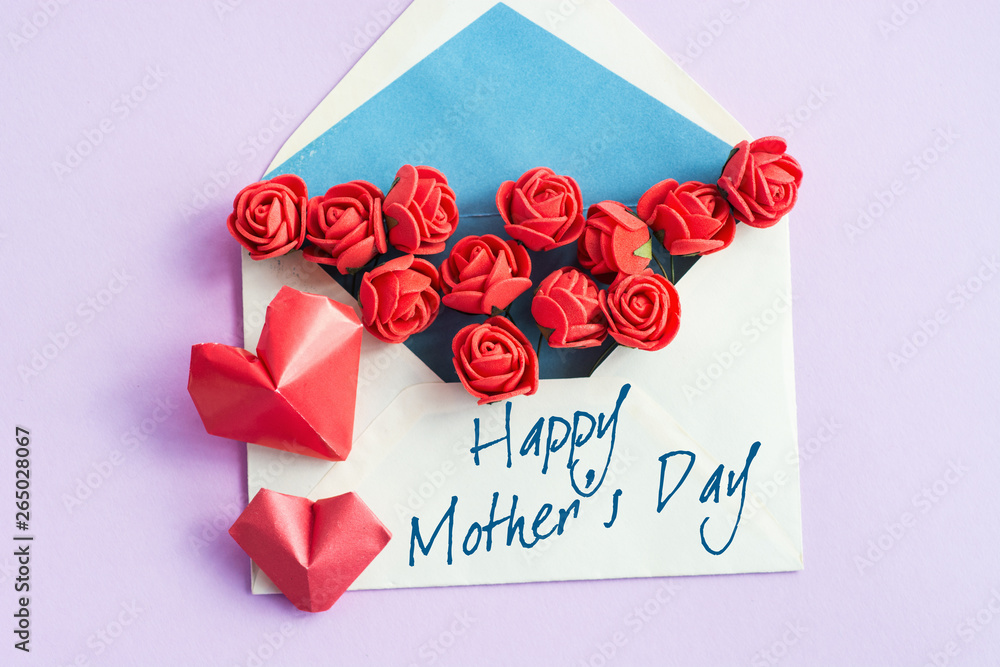 envelope with flowers and text Happy Mother's Day 