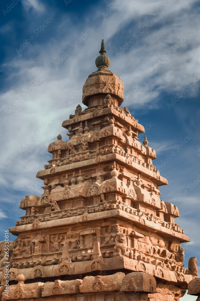 Hindu shrine Shore temple, World wonder in Tamil Nadu. India