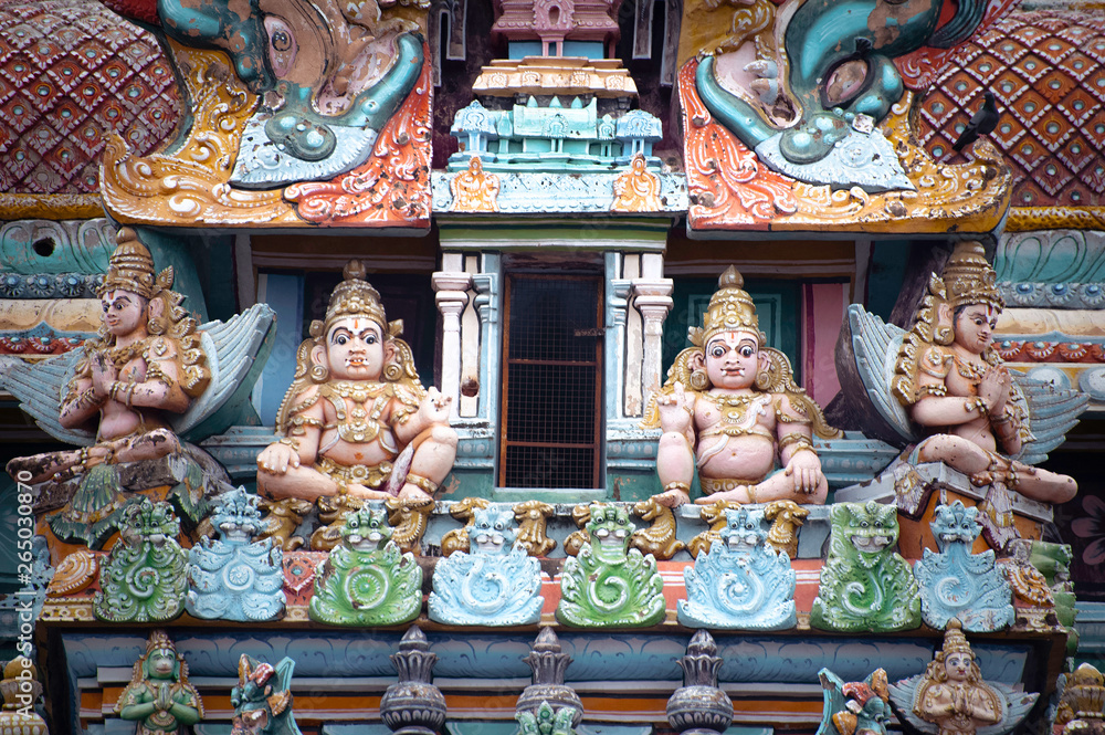 Gods pantheon at Hindu Temple. South India
