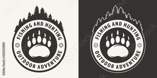 Vintage monochrome hunting round emblem