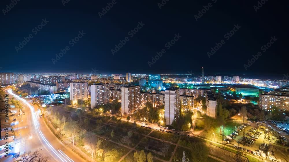 The picturesque view on a night city. time lapse The picturesque view on a night city. time lapse