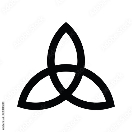 Triquetra sign icon. Leaf-like celtic symbol. Trinity or trefoil knot. Simple black vector illustration photo