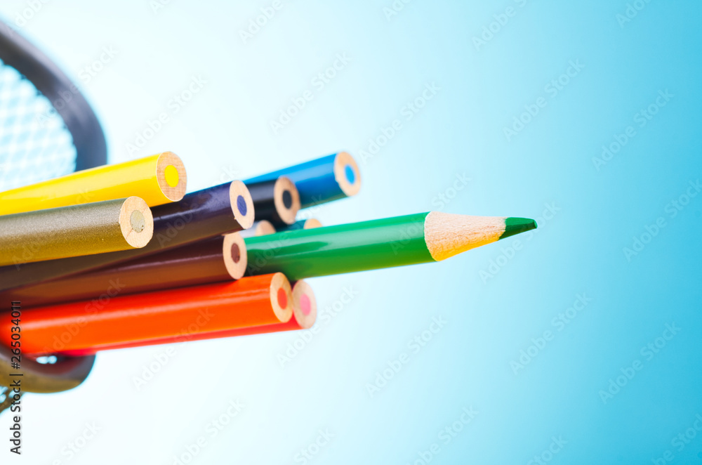 close-up image of colourful pencils over beautiful reverberation gradient background close-up image of colourful pencils over beautiful reverberation gradient background