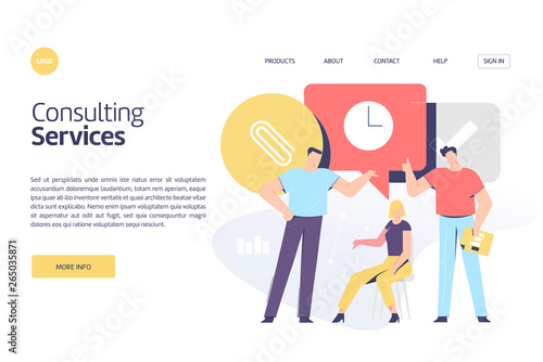 Business related, consulting services theme vector illustration concept for both mobile application and website development