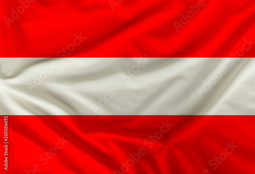 the color flag of the state of Austria depicted on textiles with soft folds