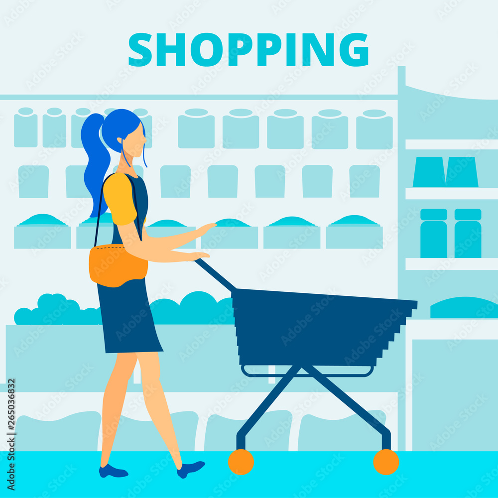Grocery Store Shopping Flat Vector Banner Template Grocery Store Shopping Flat Vector Banner Template