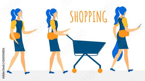Female Shoppers Flat Vector Characters Collection