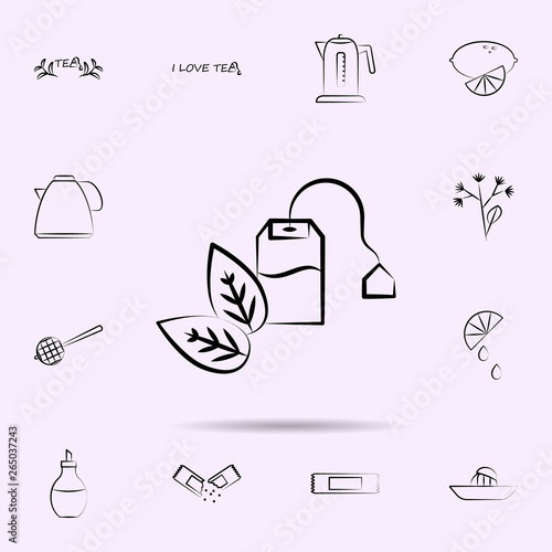 Green, tea bag icon. Universal set of tea for website design and development, app development