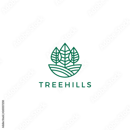 Tree Hill leaf / Leaves custom Logo Design vector Inspiration custom logo design vector