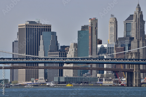 Downtown Manhattan, Manhattan Bridge & Brooklyn Bridge - New York - USA