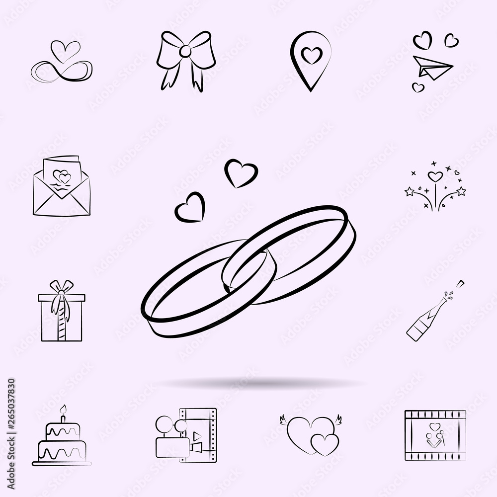 Wedding rings icon. Universal set of wedding for website design and development, app development