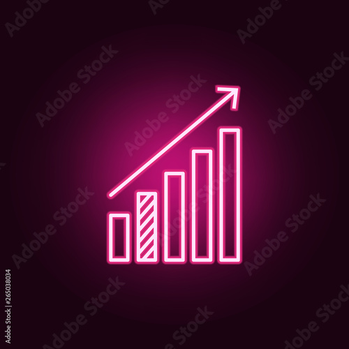 statistics up arrow neon icon. Elements of online and web set. Simple icon for websites, web design, mobile app, info graphics