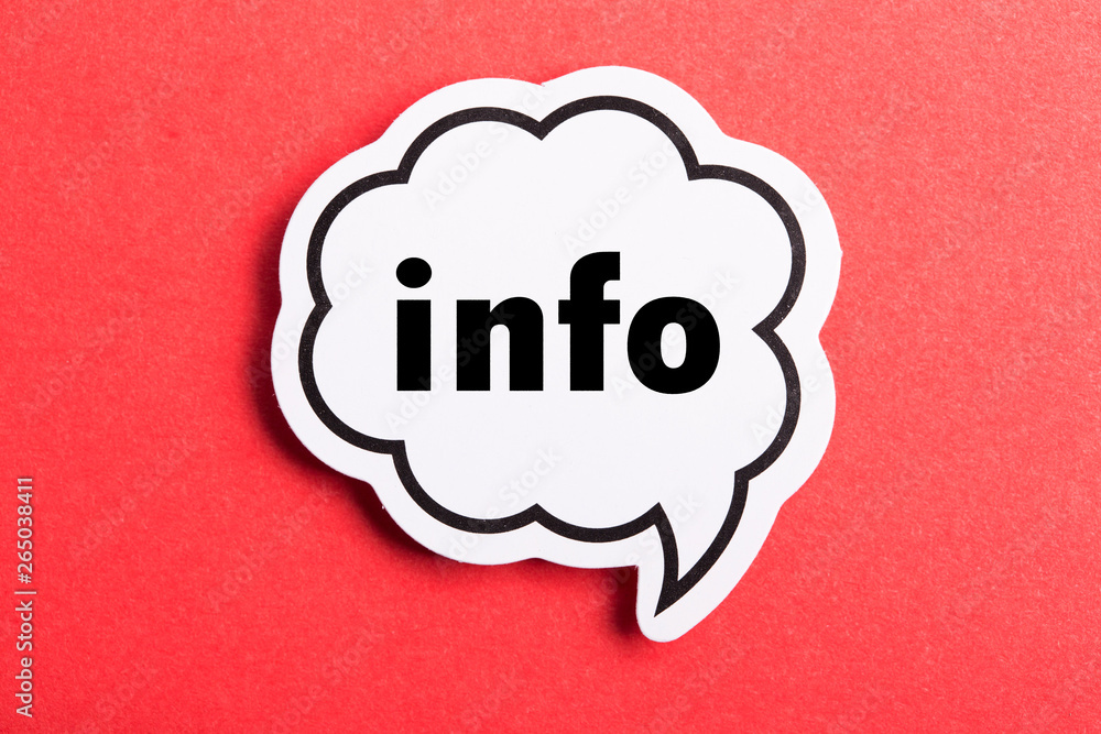 Info Speech Bubble Isolated On Red Background Info Speech Bubble Isolated On Red Background