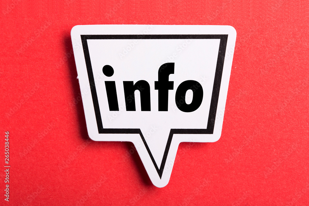 Info Speech Bubble Isolated On Red Background Info Speech Bubble Isolated On Red Background