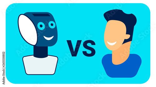 Comparing Humans, Robots Flat Banner Template
