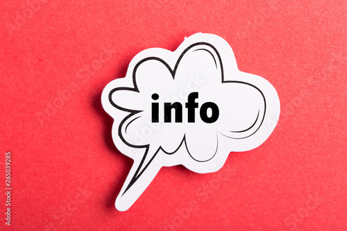 Info Speech Bubble Isolated On Red Background photo
