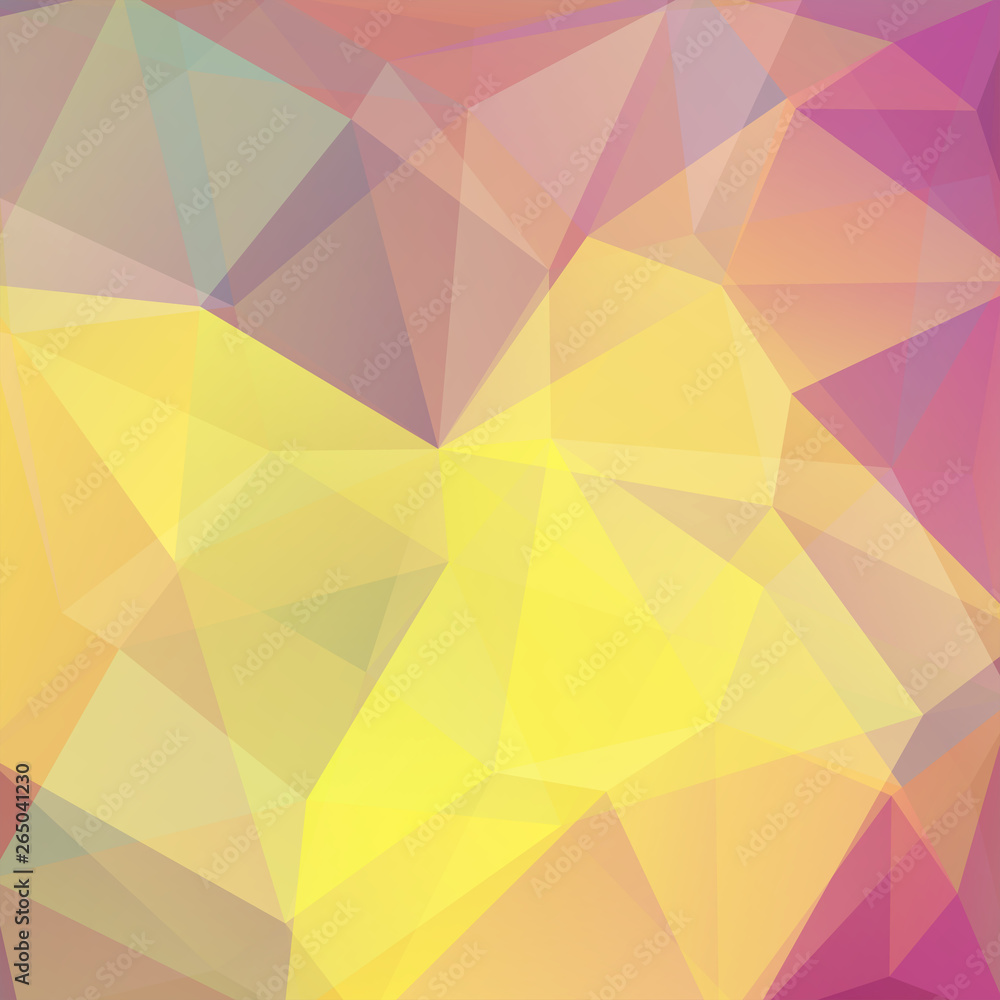 Obraz premium Geometric pattern, polygon triangles vector background in yellow, pink  tones. Illustration pattern