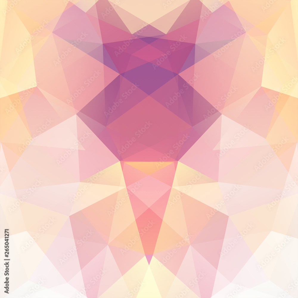Geometric pattern, polygon triangles vector background in pink, yellow tones. Illustration pattern