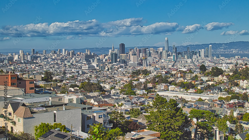 Naklejka premium Expansive landscape view of San Francisco, CA. (USA)