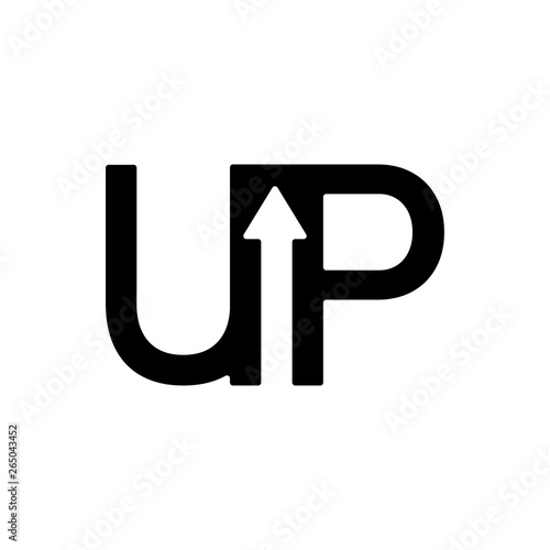 Up with arrow letters bussines logotype or emblem vector icon.