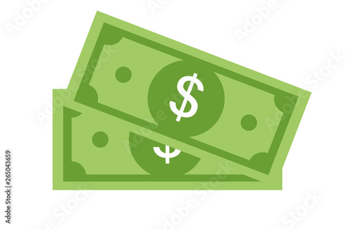 Vector dollar money illustration or finence success deal business solution. Green money.