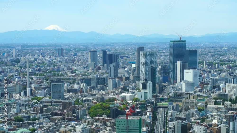 東京 六本木から望む 富士山と渋谷 新緑と街並み 2019年春 東京 六本木から望む 富士山と渋谷 新緑と街並み 2019年春