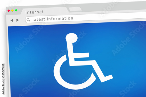 Wheelchair Disabled Person Symbol Disability Website Search Internet Research Information 3d Illustration