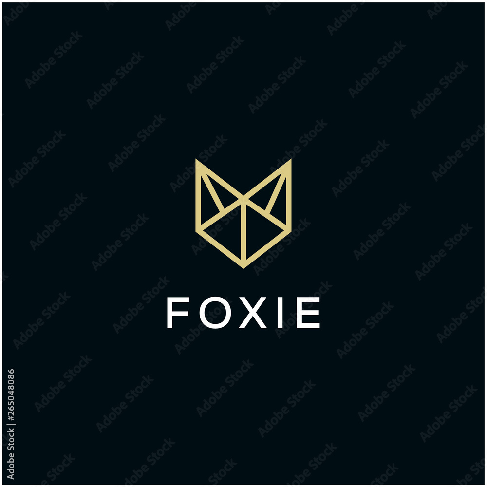 abstract fox line logo design abstract fox line logo design