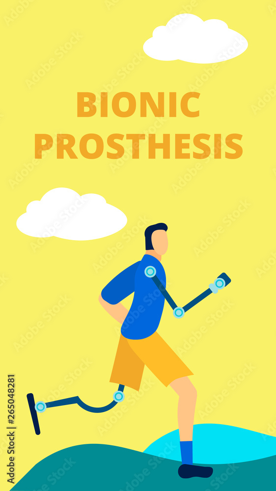 Fototapeta premium Bionic Prosthesis Advertising Flat Poster Template