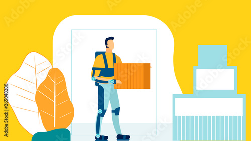 Futuristic Warehouse Worker Flat Illustration