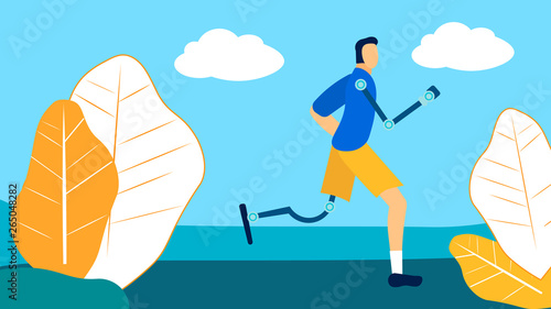 Disabled Athlete Training Flat Vector Illustration