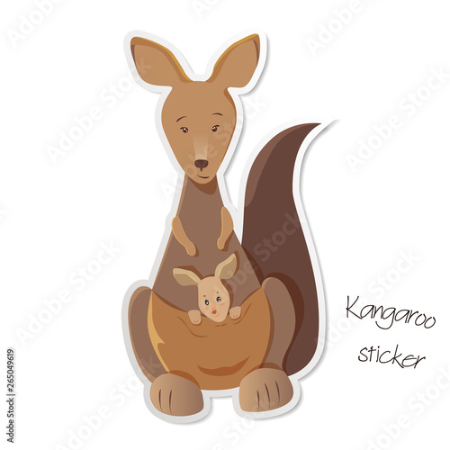 Mother kangaroo with joey in her pouch sticker patch