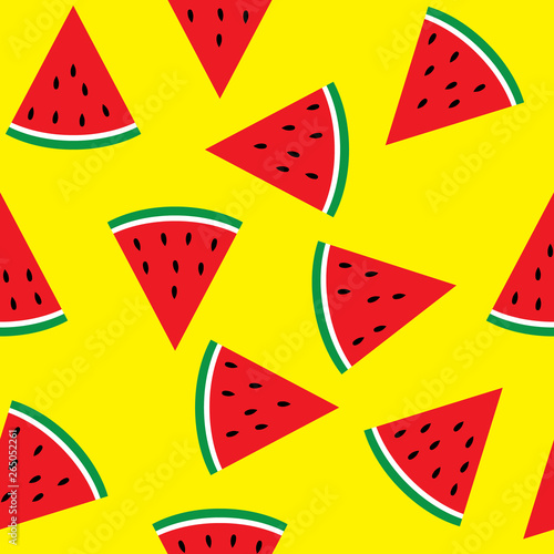 watermelon fruit random position pattern in yellow background