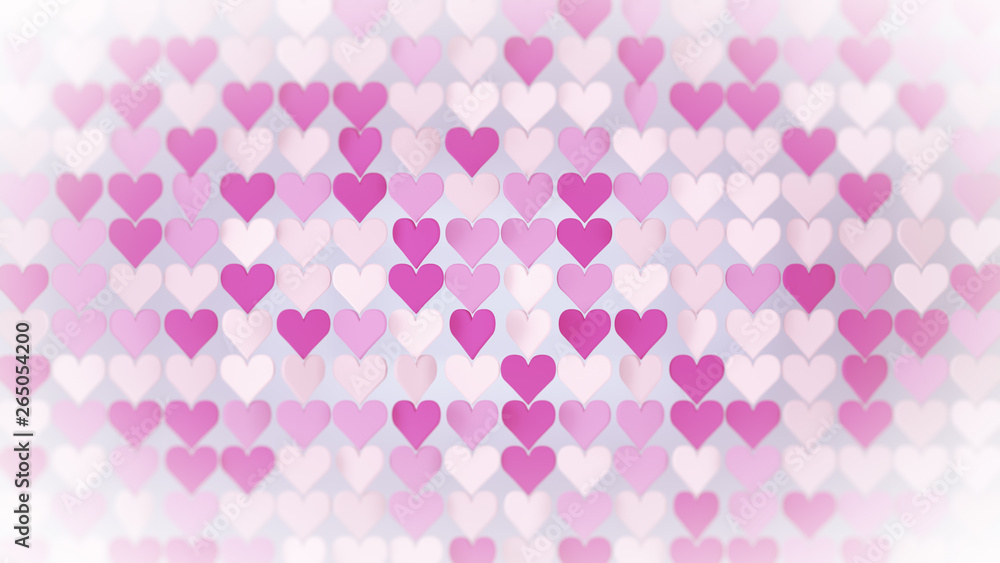 Pink hearts array abstract 3D render illustration Pink hearts array abstract 3D render illustration
