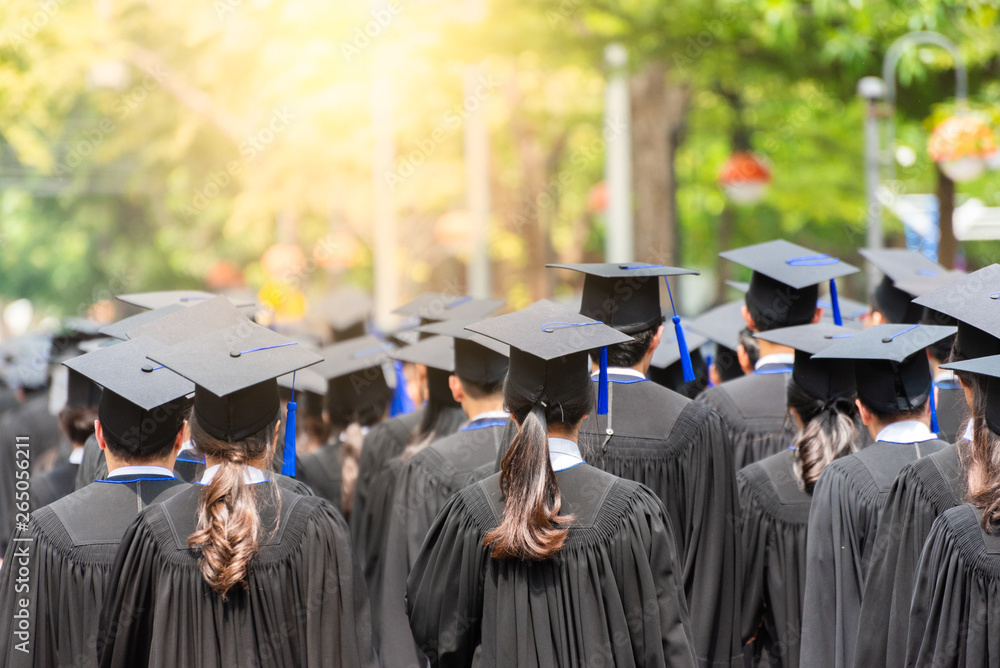 Back side view student graduation of graduates during commencement. Congratulation in University concept, Education concept. Back side view student graduation of graduates during commencement. Congratulation in University concept, Education concept.