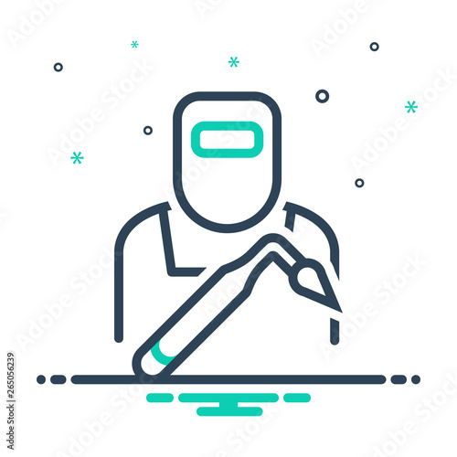 Mix line icon for welder helmet