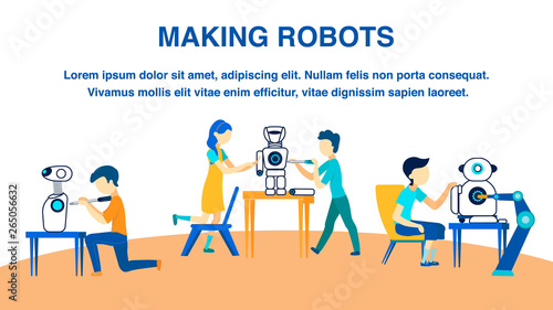 Robotics Fan Club Flat Vector Banner Template