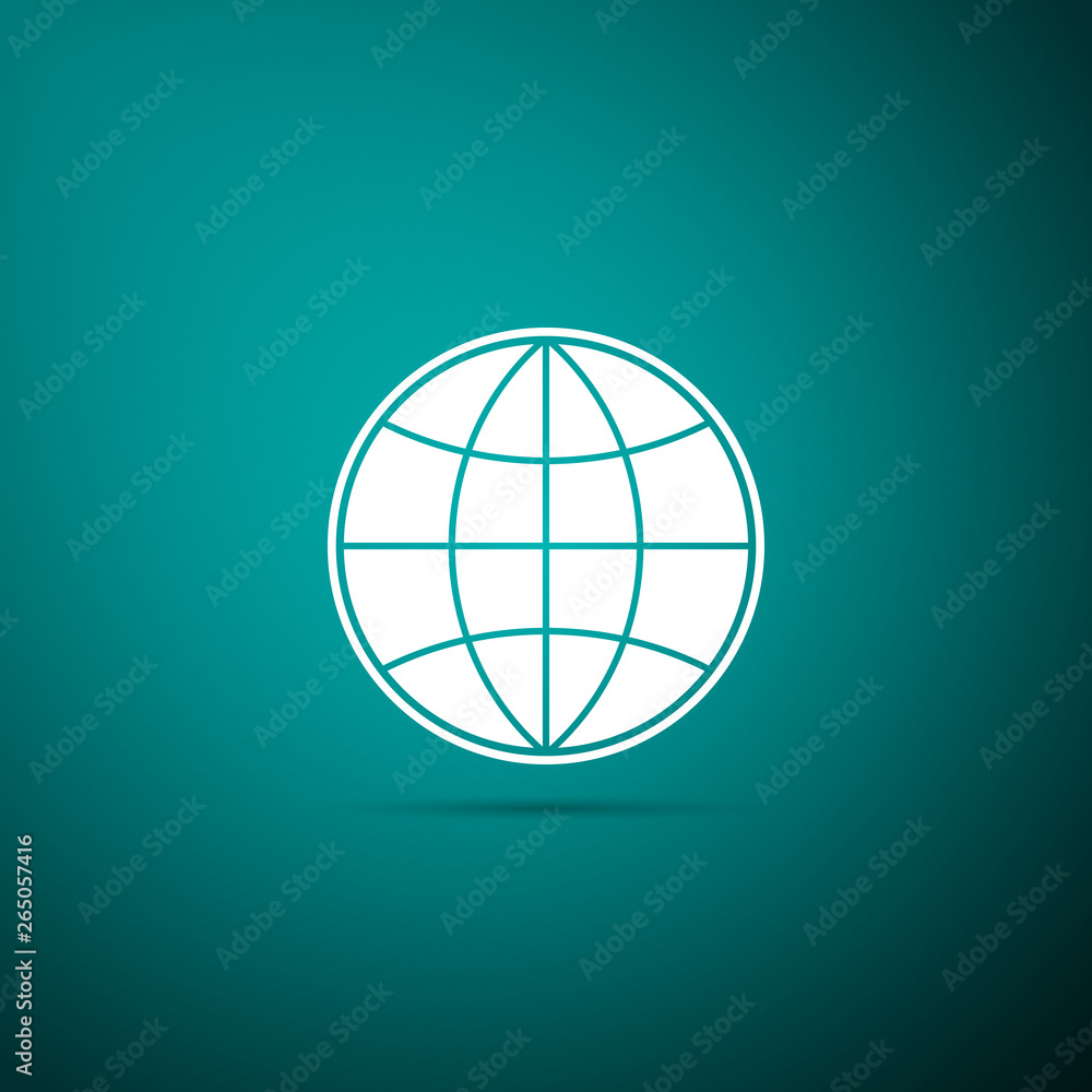 Earth globe icon isolated on green background. World or Earth sign. Global internet symbol. Geometric shapes. Vector Illustration Earth globe icon isolated on green background. World or Earth sign. Global internet symbol. Geometric shapes. Vector Illustration