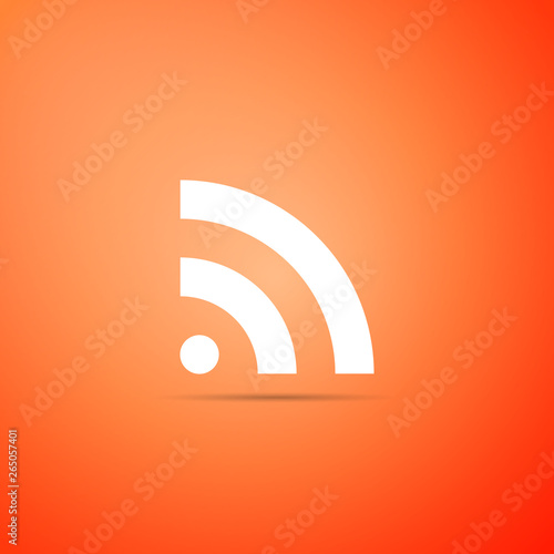 RSS icon isolated on orange background. Radio signal. RSS feed symbol. Vector Illustration