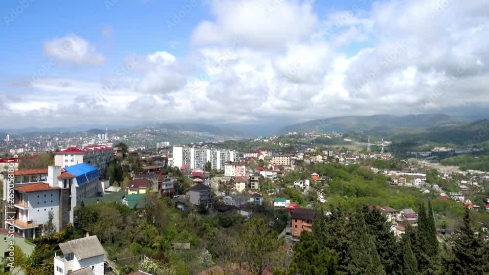 Panorama of the city in the mountains. Scenic view of the city of Sochi Panorama of the city in the mountains. Scenic view of the city of Sochi